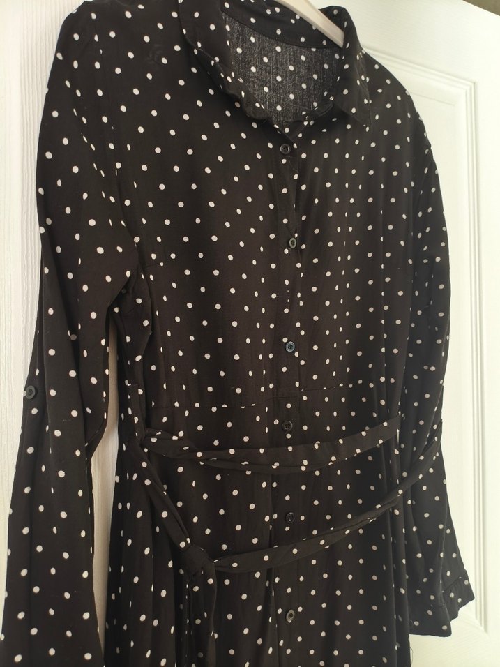 Uzun Kollu Puantiyeli elbise - Görsel 2