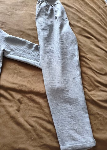 Gri Uzun Kollu Keten Kadın Takım. - Görsel 3