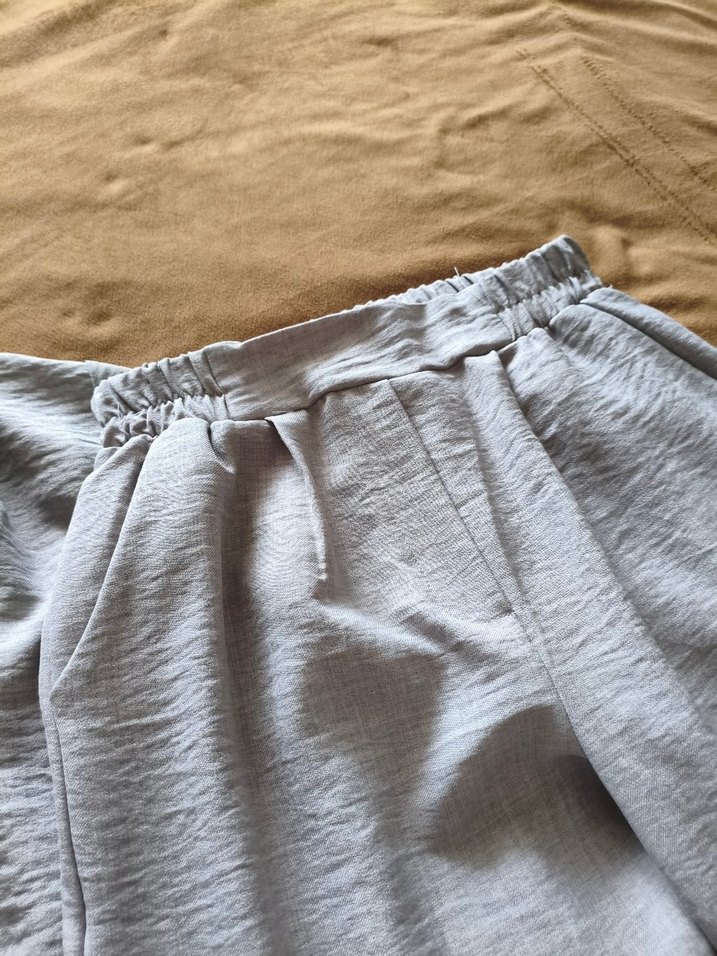 Gri Uzun Kollu Keten Kadın Takım. - Görsel 4