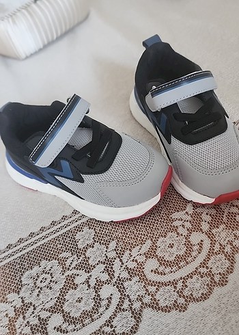 Gri Erkek Çocuk Sneaker - Cırtcırtlı, Yılan Desenli