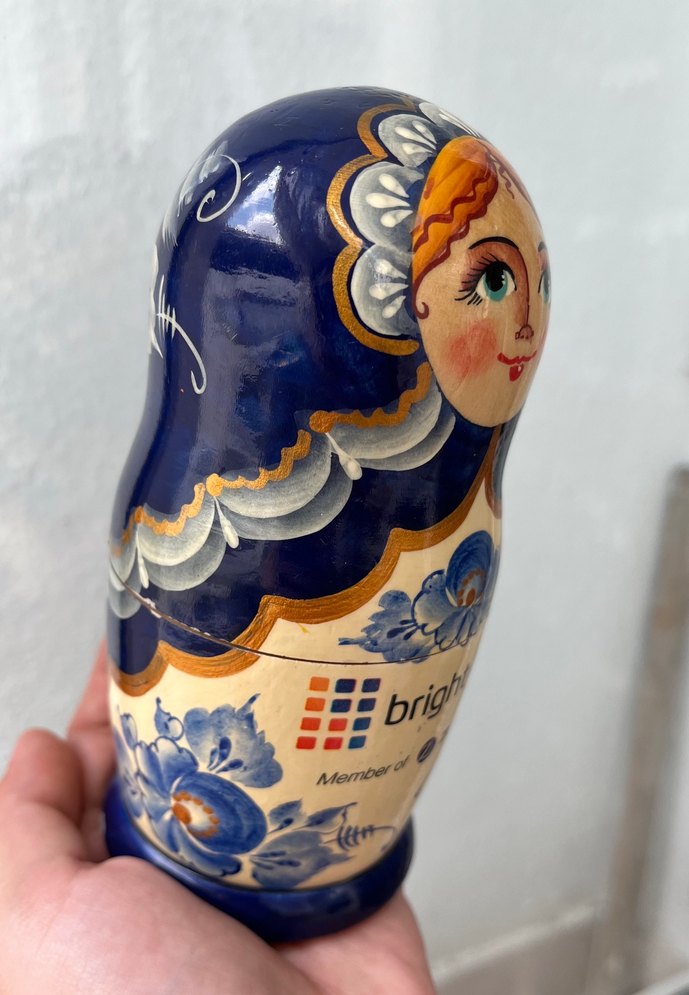 El Boyaması Lacivert Matruşka Biblo - Görsel 3