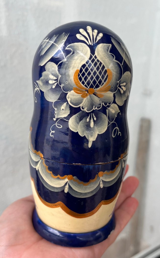 El Boyaması Lacivert Matruşka Biblo - Görsel 2