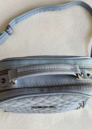 Mavi Deri Biker Kadın Çanta Fermuarlı - Görsel 2