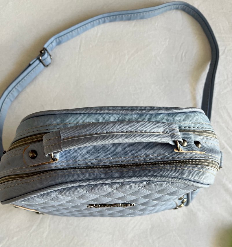 Mavi Deri Biker Kadın Çanta Fermuarlı - Görsel 2