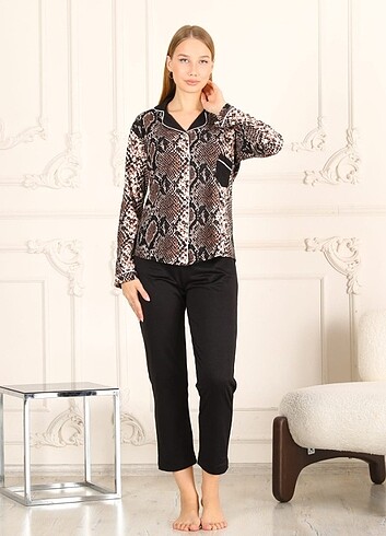 m Beden çeşitli Renk Leopar Desenli Pijama Takımı
