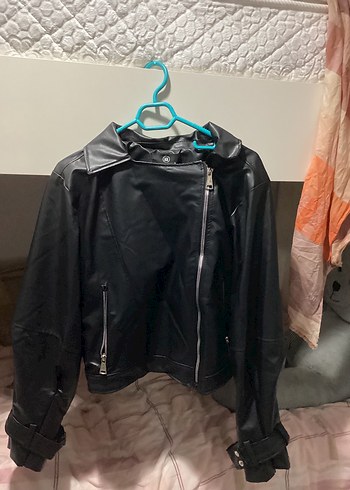 Siyah Deri Biker Ceket - Görsel 2