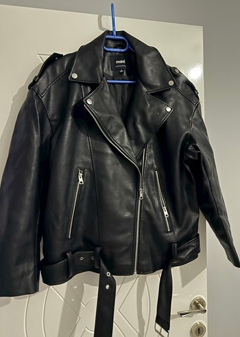 Siyah Deri Biker Ceket