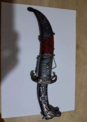 Bordo Kaplamalı Süslemeli Kıvrık Bıçak - Görsel 2