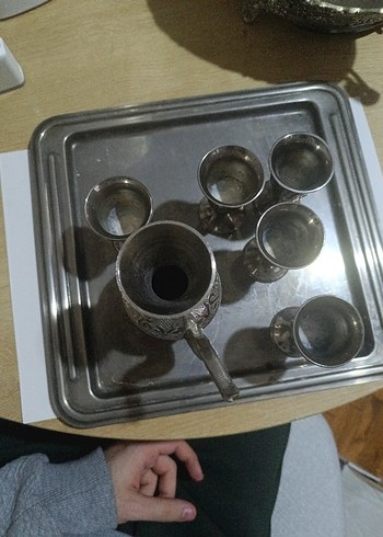 Gri İşlemeli Metal Vazo Seti - Görsel 2