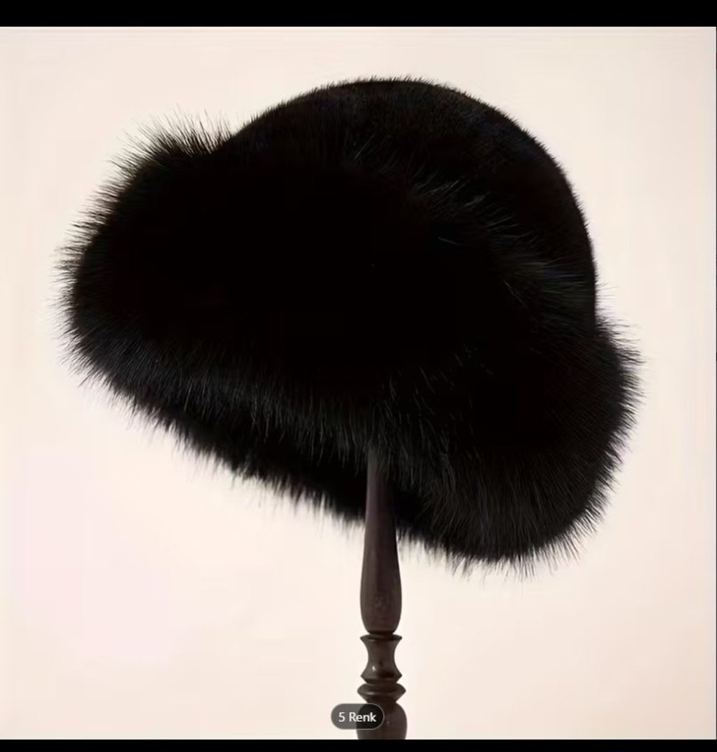 Bej Kürk Detaylı Kadın Şapka - Görsel 4