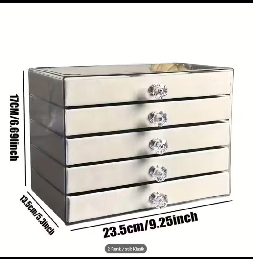 5 katlı Çekmeceli Gri Makyaj Organizer Kutusu - Görsel 4