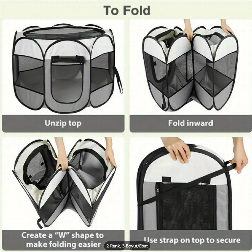 Gri-Beyaz Katlanabilir Kedi Oyun Alanı - Görsel 3