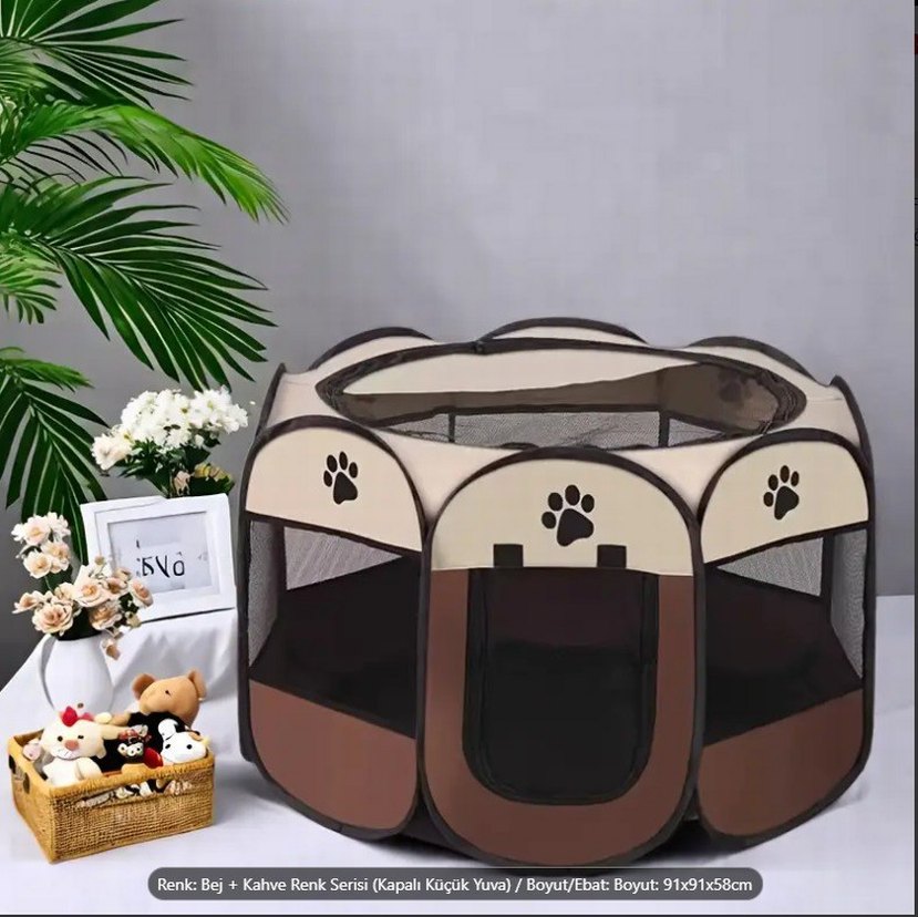 Gri-Beyaz Katlanabilir Kedi Oyun Alanı - Görsel 2