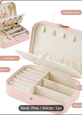 Pembe Pastel Takı ve Makyaj Organizer Kutusu