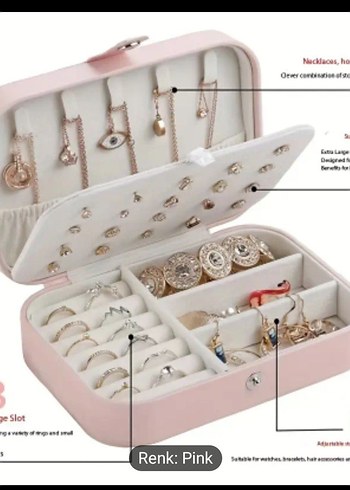 Pembe Pastel Takı ve Makyaj Organizer Kutusu - Görsel 6