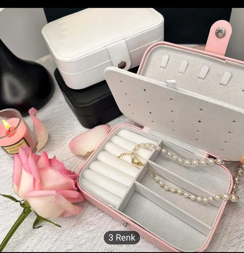 Pembe Pastel Takı ve Makyaj Organizer Kutusu - Görsel 5