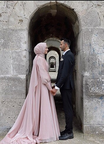 36 Beden pembe Renk Meliha Tarhanacı Begonya Pudra Abiye 