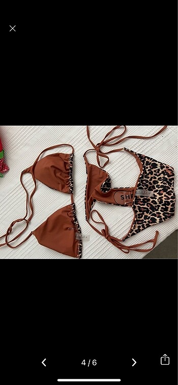 m Beden kahverengi Renk Leopar Desenli Bikini Takımı