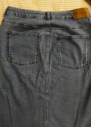 Düğmeli Midi Kot Etek - Görsel 3