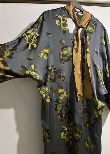 Gri Uzun Kadın Elbise, Bohem Stil - Görsel 2