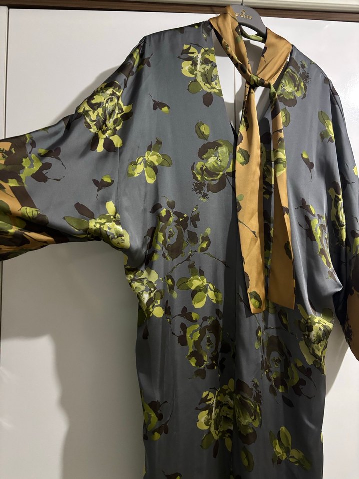 Gri Uzun Kadın Elbise, Bohem Stil - Görsel 2