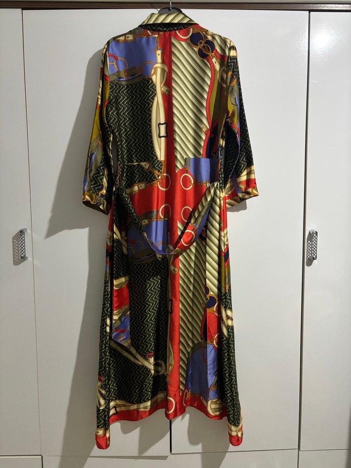 Bohem Çok Renkli Uzun Desenli Elbise - Görsel 2