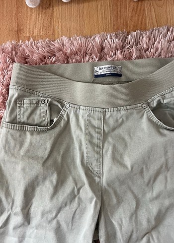 Haki Keten Kemerli Rahat Kesim Kadın Kapri - Görsel 2