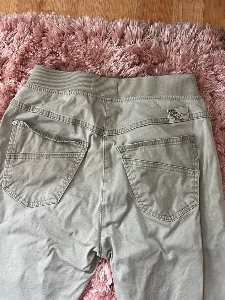 Haki Keten Kemerli Rahat Kesim Kadın Kapri - Görsel 4