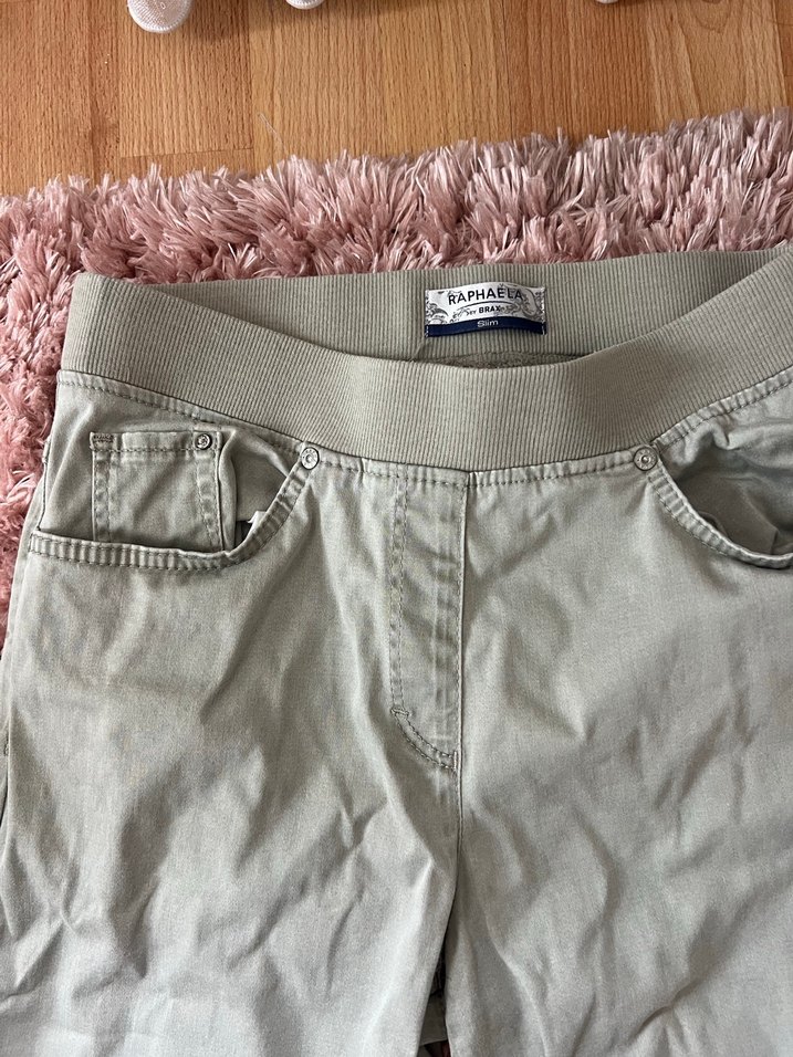 Haki Keten Kemerli Rahat Kesim Kadın Kapri - Görsel 2