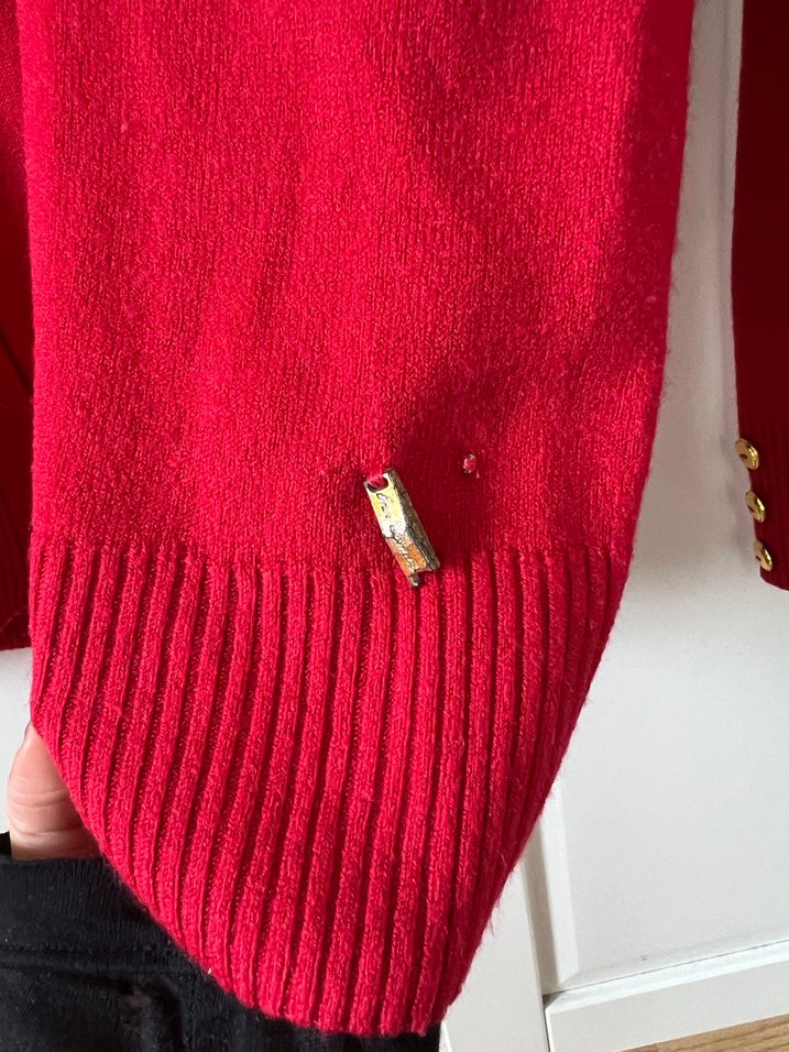 Düğmeli Kırmızı Kadın Hırka Limon - Görsel 2