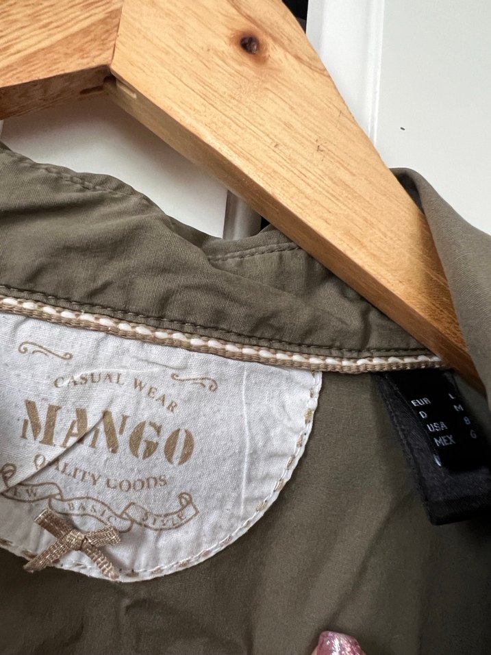 Mango Vintage Kadın Haki Keten Kısa Kollu Gömlek - Görsel 3