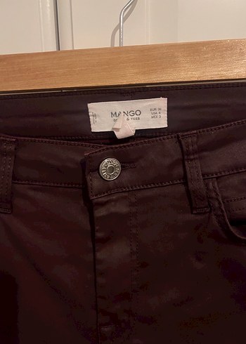 Mango Bordo Kadın Skinny Deri Pantolon - Görsel 2