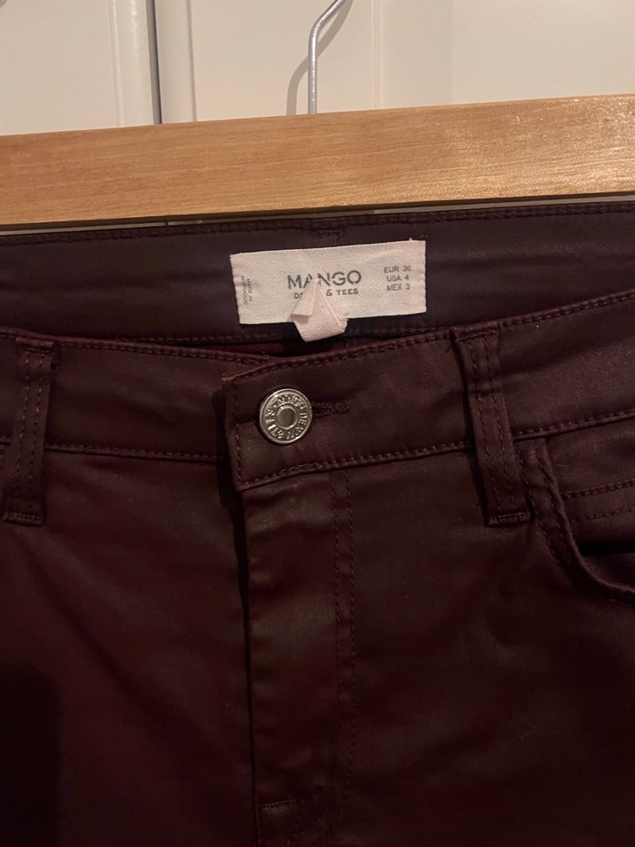 Mango Bordo Kadın Skinny Deri Pantolon - Görsel 2