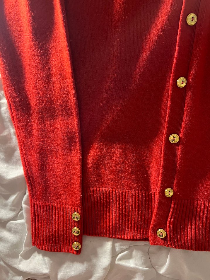 Kırmızı Altın Düğmeli Hırka - Görsel 5