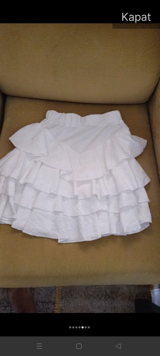 Beyaz Volanlı Mini Etek - Görsel 2