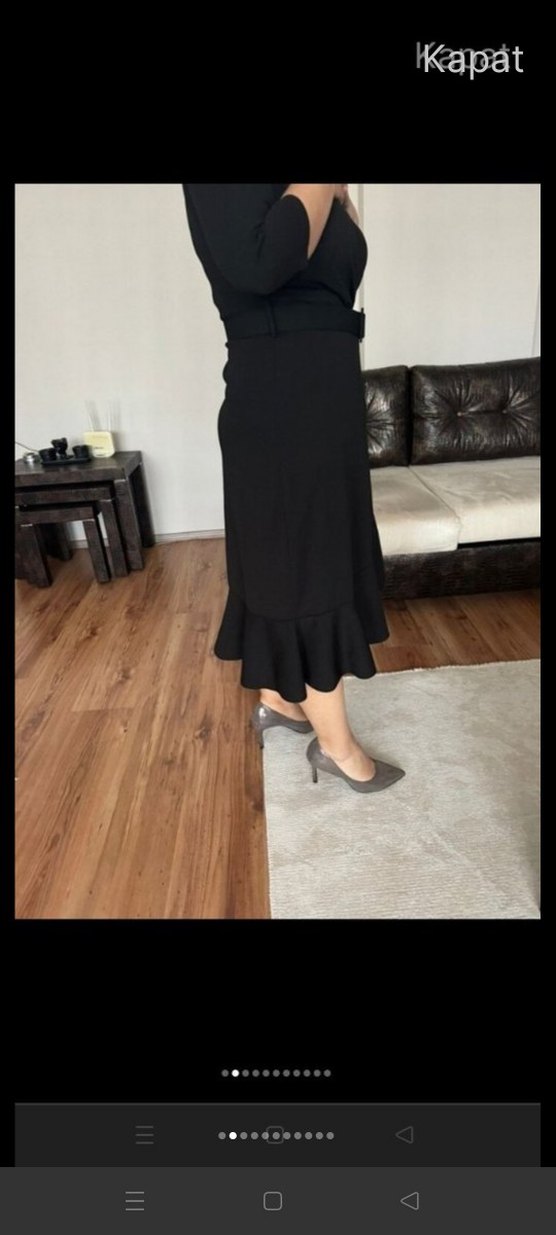 Siyah V Yakalı Midi  Elbise - Görsel 2