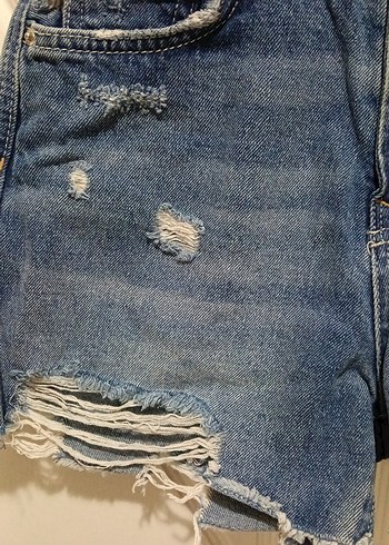 Kadın Mavi Kot Şort, Bol Kesim, - Görsel 7