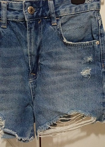 Kadın Mavi Kot Şort, Bol Kesim, - Görsel 4