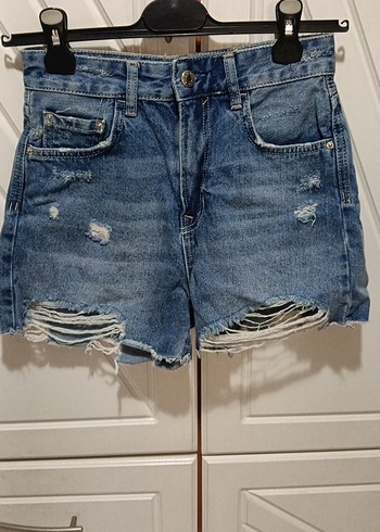 Kadın Mavi Kot Şort, Bol Kesim, - Görsel 9