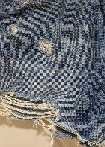 Kadın Mavi Kot Şort, Bol Kesim, - Görsel 8