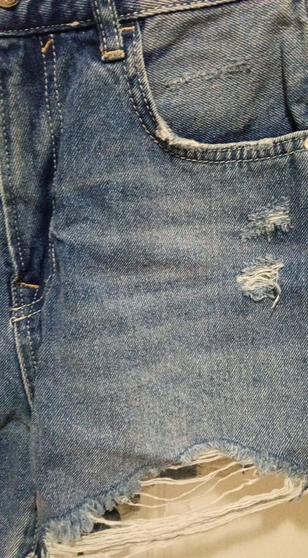 Kadın Mavi Kot Şort, Bol Kesim, - Görsel 5