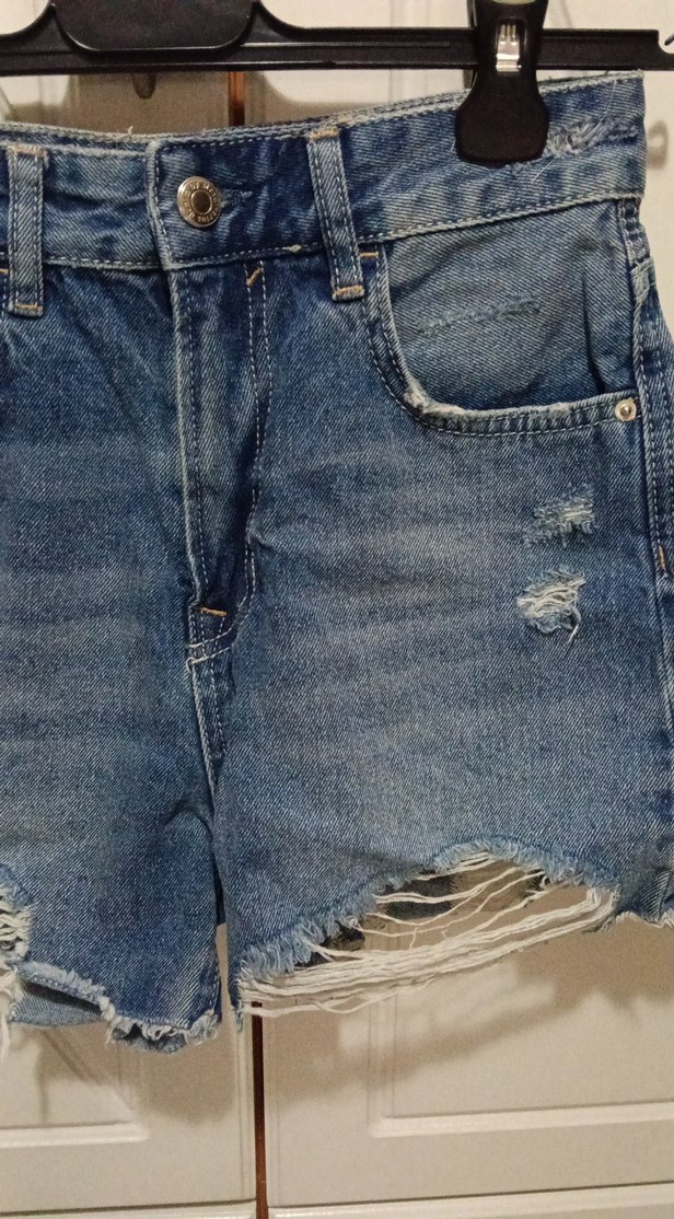 Kadın Mavi Kot Şort, Bol Kesim, - Görsel 4