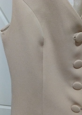 Bej Düğmeli Kadın Yelek - Görsel 6