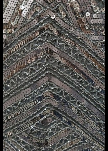 Gri Desenli Mini boncuk işlemeli Abiye Elbise - Görsel 6