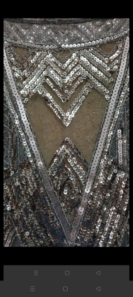 Gri Desenli Mini boncuk işlemeli Abiye Elbise - Görsel 5