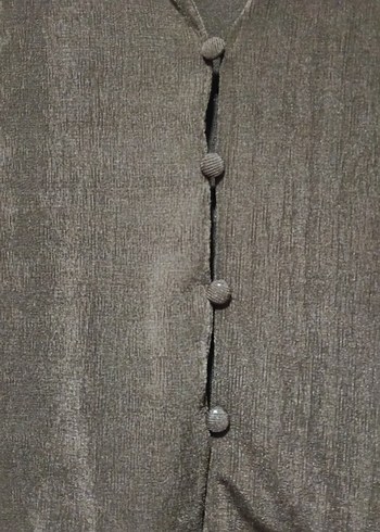 Düğmeli Kahverengi Kadın kısa kol gömlek - Görsel 3