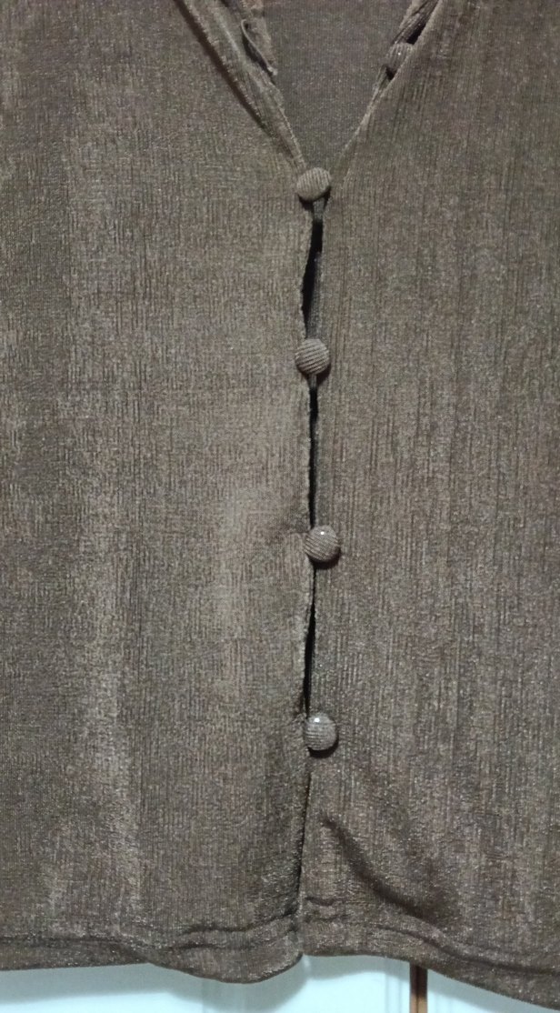 Düğmeli Kahverengi Kadın kısa kol gömlek - Görsel 3