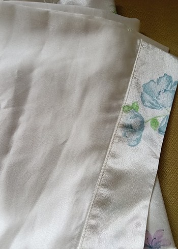 Kadın Vintage Çiçekli Midi Saten Pijama - Görsel 6