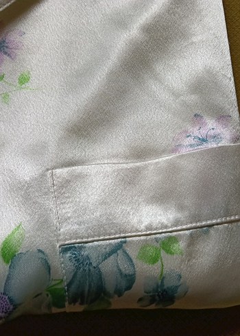 Kadın Vintage Çiçekli Midi Saten Pijama - Görsel 3