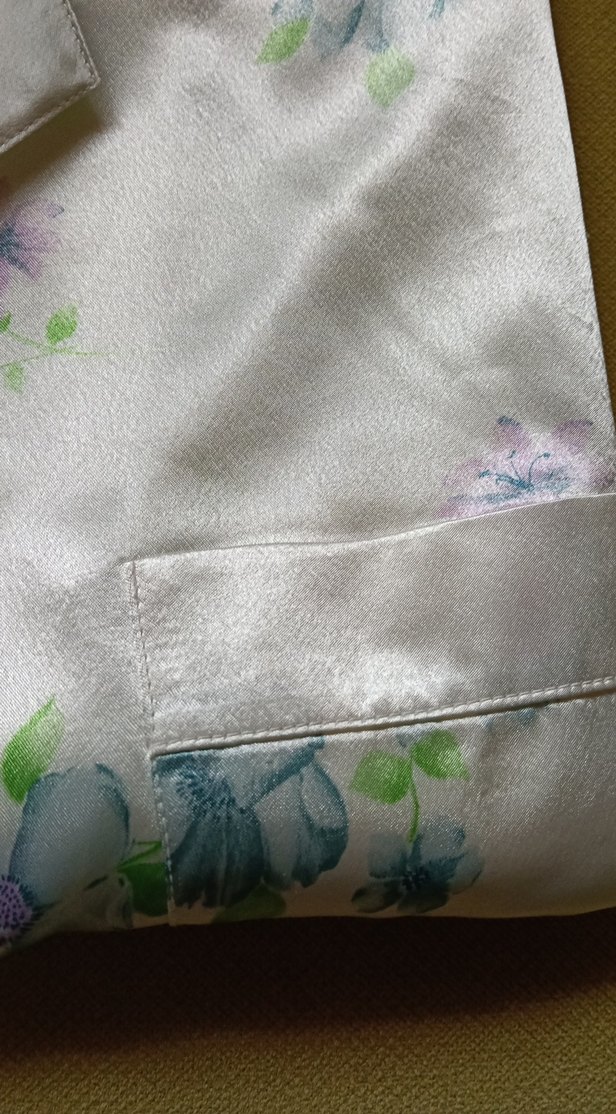 Kadın Vintage Çiçekli Midi Saten Pijama - Görsel 3